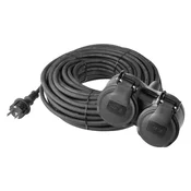 Podaljševalni kabel gumijast - 2 vtičnici, 10 m, 3 x 1,5 mm2, IP44 71880