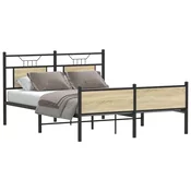 vidaXL vidaXL Posteljni okvir brez vzmetnice hrast 137x190 cm inženirski les, (21829288)