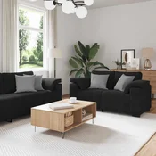 Dvodijelni set sofa s jastucima, crni baršun