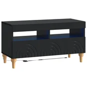 vidaXL LED TV omarica Črna Inženirski les