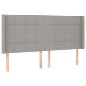 Vidaxl Vzglavje z ušesi svetlo sivo 183x16x118/128 cm blago