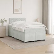 vidaXL Postelja boxspring z vzmetnico Svetlo siva 120 x 190 cm Žamet