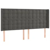 Vidaxl Vzglavje z ušesi temno sivo 203x16x118/128 cm žamet