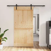 vidaXL Drsna vrata Naravna in črna 100 x 210 cm Masiven borov les