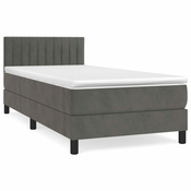 Box spring krevet s madracem tamnosivi 100x200 cm baršunasti