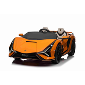 Beneo Električni avto Lamborghini Sian 4X4, oranžen, 12V, 2,4 GHz daljinski upravljalnik, USB / AUX vhod, Bluetooth, vzmetenje, vrata z navpičnim odpiranjem, mehka EVA platišča, LED luči, ORIGINALNA licenca