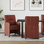 vidaXL Jedilni stoli 2 pcs Sijajna rjava 57 x 67 x 95 cm Umetna koža