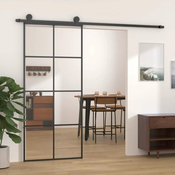Klizna vrata crna 90 x 205 cm od stakla ESG i aluminija