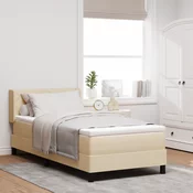 Vidaxl Postelja boxspring z vzmetnico z vzmetnico krema 100 x 200 cm