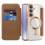 Etui SmartMag Book z Magsafe tehnologijo in RFID denarnico za Samsung Galaxy S25 - brown