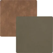 LINDDNA podstavek za kozarec, kvadraten, Double, Nupo army green/Nupo nature