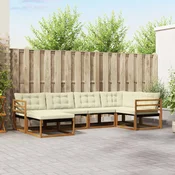 Set vanjskih sofa 6 kom. Prirodna i krem Cvrsto drvo akacije