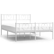 Vidaxl Kovinski posteljni okvir z vzglavjem in vznožjem bel 150x200 cm