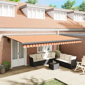 Vidaxl Vlečna tenda Rumena in oranžna 500 × 300 cm Platno in aluminij