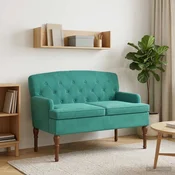Dvojnica s gumbi Turkizna 111 x 65 x 79 cm Žamet