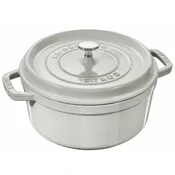 Caserolle lonec COCOTTE, 28 cm, okrogel, beli tartuf, lito železo, Staub
