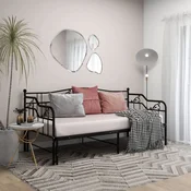 shumee vidaXL Kavč z izvlečnim okvirjem za posteljo črne barve kovinski 90x200 cm
