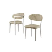 Hanah Home set trpezarijskih stolica Onex 4 kom, krem bukle tkanina, bele drvene noge