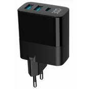 GEMBIRD Brzi punjac TA-UC-PDQC30LCD-BK-02, 30W, 2x USB A, USB C, LCD, Crni