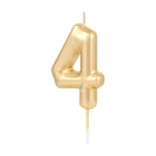 Zlata sijoča sveča številka 4, 6 cm