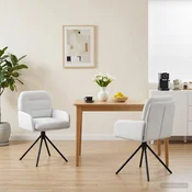 vidaXL vidaXL Vrtilne jedilne stole 2 pcs Umetno usnje Bela 59 x 59,5 x 90 cm, (5000296892)