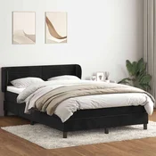 vidaXL Box spring postelja z vzmetnico črna 160x210 cm žamet