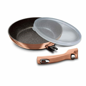 BERLINGERHAUS Ponev s snemljivim ročajem + pokrov 28 cm Rosegold Metallic Line BH-1949