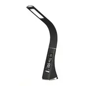 PLATINET stolna lampa 9W, fleksibilna, savitljiva, s LCD digitalnim kalendarom, satom i termometrom, 5500K, 480 Lm, crna PDLU3B