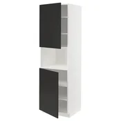 METOD Visoka omara za mv pečico+2vr/plc, bela/Nickebo mat antracitna, 60x60x200 cm