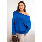 Kesi Włoski Womens asymmetrical batwing viscose sweater cornflower blue