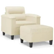 Vidaxl Fotelj s stolčkom za noge krem 60 cm umetno usnje