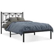 shumee vidaXL Kovinski posteljni okvir z vzglavjem črne barve 107x203 cm