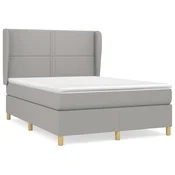 Vidaxl Box spring posteljni z vzmetnico svetlo siv 140x190 cm blago