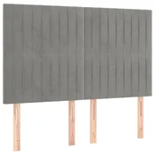 Vidaxl Vzglavje za postelje svetlo sivo 144x5x118/128 cm žamet
