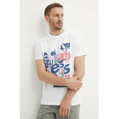 Pamučna majica Guess za muškarce, boja: bijela, s tiskom, M4YI02 I3Z14
