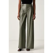 BOSS Hlače iz umetnega usnja Tiana4-M 50564757 Temno zelena Wide Leg