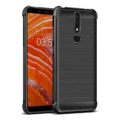 Nokia 3.1 Plus IMAK VEGA silikonska maska za telefon – otporna na udarce, uzorak od karbonskih vlakana, CRNA
