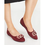 Resti Womens burgundy ballerinas with an ornament on the toe Cavo - Footwear