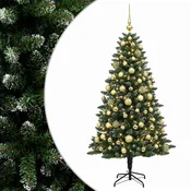 Vidaxl Umjetno božično drevo z okrasnimi kroglami 180 cm 300 LED