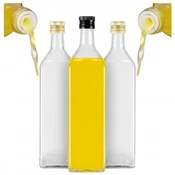 shumee 40x steklenic MARASCA CLEAR 1000 ml z dozirnikom za olivno olje, kis, sok 1l