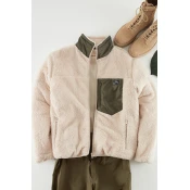 Trendyol Ecru Regular Fit Label Detail Welsoft Jacket