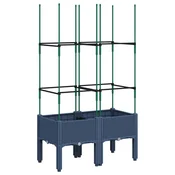 Vidaxl Cvetlično korito z oporno mrežo modro sivo 80x40x142,5 cm PP
