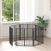 Vrata za pse 6 pcs Crna 80 x 80 cm Cinkani celik