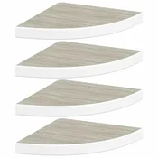 Vidaxl Kotne stenske police 4 kosi hrast in bele 35x35x3,8 cm MDF