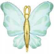 Folija balon BUTTERFLY, mint zelen, rojstni dan, otroška zabavna zabava, 1. rojstni dan, 69x69 cm