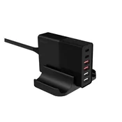 DEVIA mrežna stanica za punjenje, 4 USB+Type-C prikljucka, 75 W, PD brzo punjenje 3.0, CRNA ST359446