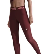 Nike Pro Womens Mid-Rise 7/8 Graphic Leggings, Dark Team Red/Magic Ember/White - XS