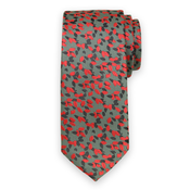 Moška classic kravata sivo-zelene barve z vzorcem listov 14510