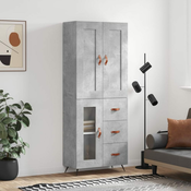 Visoka komoda siva betona 69,5x34x180 cm od konstruiranog drva