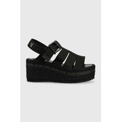 Sandale Pepe Jeans WITNEY za žene, boja: crna, klin peta, PLS90577